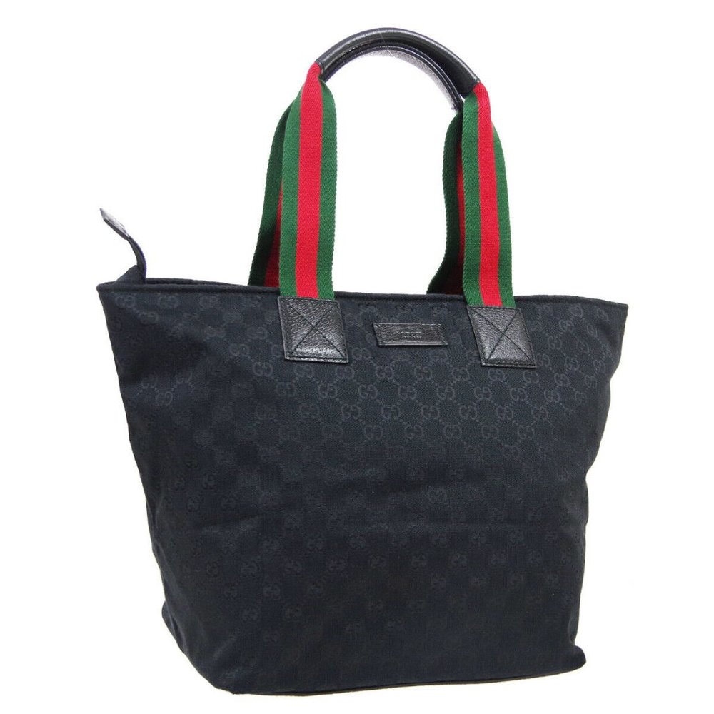 GUCCI GG Shelly Line Hand Tote Bag Purse Black Can